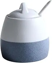 MAGICLULU 1PC Ceramic Seasoning Can with Spoon Elegant Dressing Jar for Sugar Salt and Spice Storage for Home Restaurant and Store Use