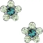 [STUDEX] Tiny Tips Peridot and Emerald Crystal 5mm Daisy Stainless Steel Childrens Hypo-allergenic Stud Earrings, Glass, Crystal