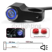 7/8" ATV Motorcycle Handlebar Switch Horn Push Button Light LED Blue Momentary