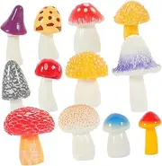 LALADEFIEE 12pcs Micro Landscape Mushroom Fish Tank Mushroom Mushrooms Miniature Fairy Garden Mushroom Statue Miniature Mushroom Ornament Dollhouse Mushroom Figurine Mushroom Decor Resin