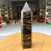 415g WOW! Natural Rare Pietrsite Crystal Obelisk Quartz Tower Point Healing Y701