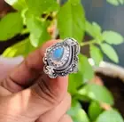 Silver Plated Poison Ring For Women & Girl With Natural Labradorite Gemstone P62