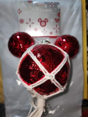 Mickey Mouse Red Tile Macrame Glass Ear Sketchbook Ornament Disney