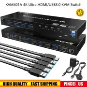 KVM401A 4K Ultra HDMI/USB3.0 KVM Switch 4x1 HDMI KVM Switch Wired Remote Control