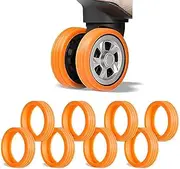 [FOHOME] 8 Pack Orange Luggage Wheel Covers Silicone Luggage Wheels Protector Cover for Carry On Suitcases Office Chair Caster with Wheel