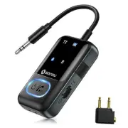Bluetooth 5.3 Transmitter Adapter for Airplane 2-in-1 Wireless Bluetooth Audio