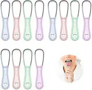 12Pack Disposable Tongue Scraper,Plastic Tongue Scraper,Tongue Cleaner For Adults,4 Colors,For Oral Hygiene Care(Blue,Green,Pink,Purple)
