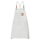 Canvas Chef Aprons Adjustable 75x69cm Cross Back Kitchen Apron 3 Pockets Beige