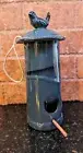 NEW House Of Lloyd Pottery BIRD FEEDER 2 Perch Slate Blue Dark Blue Drip Glaze