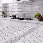 White Brick Kitchen Self Adhesive Wallpaper Removable Waterproof Tile Renovation