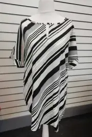 SIMPLY BE LADIES MONO STRIPE PRINT TWIST BACK DETAIL BLOUS SIZE 16 NEW (ref 163)