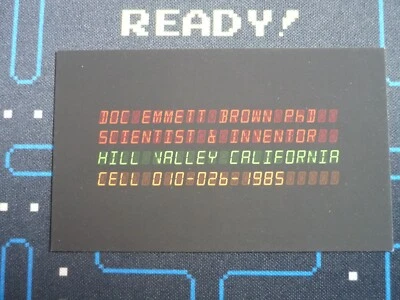 Boxed Film prop replica Business card back to the future doc emmett brown part 2