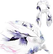 [YTYVAGT] Scrub Caps Women,Scrub Hats Suitable for Women,Animal Art Floral Crane