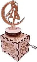 Sailor Moon Carved Wood Music Box Hand Crank Musical Box with Rotating Top for Christmas,Birthday,Valentine's Day,Play Moonlight Densetsu
