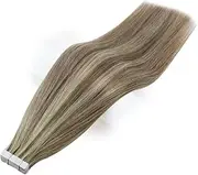 Hair Extension Tape in Human Hair Extensions Balayage Blonde Color Omber Human Hair Skin Weft Glue on Seamless Machine remy by HUANGYUZHENZHI (Color : 8p60, Items per Package : 20 pcs)