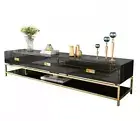 TV UNIT ENTERTAINMENT UNITS STAND GOLD BLACK 2000mm stainless steel BRAND NEW