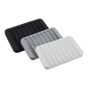 Silicone Soap Dish Soap Holder Rack Tray Plate Storage Tool Bathroom - 3pcs