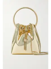[Jimmy Choo] Jimmy Choo - Bon Bon Metallic Mirrored-leather Bucket Bag - Gold - One size One size Gold
