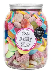 Sweets IN The City The Jelly Edit Giant Jar of Joy 1kg, mix of Vegan-friendly Treats in a Bumper Sized jar 1kg