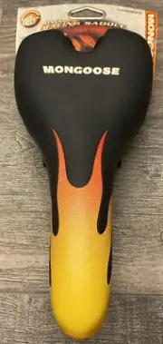 Nos 2001 Mongoose BMX Racing Seat Velo Saddle Black Flames Old Mid School Y2K OG