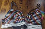 NWT Calvin Klein Rainbow Unlined Triangle Bralette Unpadded Size Medium