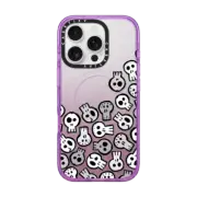 iPhone 16 Pro Impact Case MagSafe Compatible SKULL PARTY, B&W SKULLS HALLOWEEN SPOOKY CREEPY TRANSPARENT