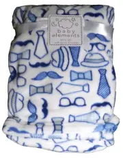 NEW Baby Elements Soft Plush Baby Blanket Hat Tie Moustache Bow Tie 30"x40" Boys