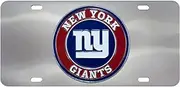 NFL New York Giants Premium Chrome Zinc Alloy Team License Plate - 4 Screw Frame with 3D Molded Color Chrome NFL Logo - Chrome Background and Team Colors Complement Any Color Truck, SUV, Car