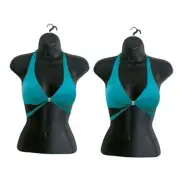 Black Female Hollow Back Mannequin Torso Set & Hanging Hook, S-M Sizes (2