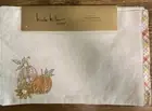 Nicole Miller Set of 4 Placemats Pumpkins Fall Ecru Plaid Trim Embroidered NWT