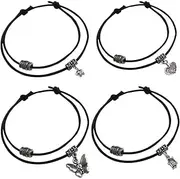 [Generic] Adjustable Black Thread Anklet with Oxidised Beads For Girls By Indian Collectible, Metal, no gemstone