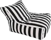 Floating Bean Bag for Pool Outdoor Stripe Oxford Bean Bag Pouf Cover Without Filler Swimming Pool Lounger Rafts Beach Garden Beanbag SOA Bed No Filler (Color : Black, Size : Empty Pouf Cover)