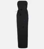[Jacques Wei] Jacques Wei Floral-appliqué wool maxi dress AU 10 black
