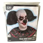 FREAK SHOW White Skull Cap Black Clown Wig Adult