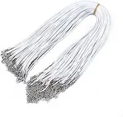 Beadthoven 100pcs 18” Waxed Necklace Cord with Lobster Clasp Bulk 2mm White Necklace Making Cord Rope String for Pendant Necklace DIY Jewelry Making Accessories with Clasp Extended Chain