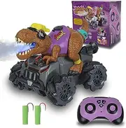 iBlivers Remote Controlled Dinosaur Car, 2.4GHz Cartoon Remote Control Monster Truck, RC Dinosaur Monster Car, Spray Music RC Monster Truck Stunt Show for Boys 3-12 Years