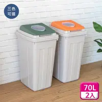 在飛比找momo購物網優惠-【KEYWAY 聯府】分類附蓋垃圾桶70L（2入）環保回收桶