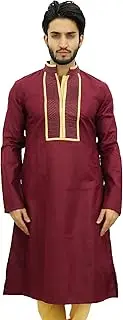 [Atasi] Casual Men's Long Cotton Mandarin Collar Shirt Tunic-Small