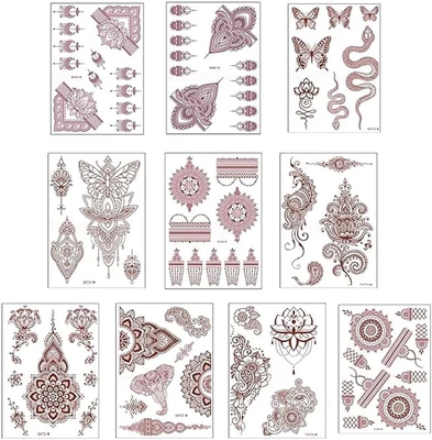 10 Sheets Temporary Tattoo Stickers, Waterproof Lace Pattern Tattoos Mystery ...