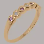 Solid 14k Rose Gold Natural Opal & Pink Tourmaline Womens Eternity Ring