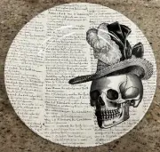 Royal Stafford Skull With Victorian Feather Hat Salad Plates Set Of 4 Halloween