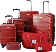 HL Luggage Sets Expandable, Wine Red, 6 Piece Set (DB), TRACK TRAVEL 4 Piece Set Spinner Luggage Set
