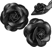 [Beavorty] Leather Flowers Clips for Shoes: 2 Pcs Faux Leather Shoe Clips for Women Boot Charm Shoe Embellishments for Flats Heels Sandals Boots