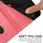 Pixel 7A Wallet Case 3 Credit Card Slot ID Card Holder, PU Leather Flip Case - Rose Red