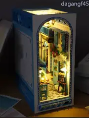 Creative DIY Wooden Book Nook Shelf Insert Miniature Kits Breeze Casa Bookshelf