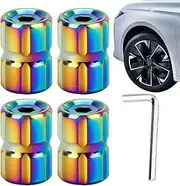 shpuuyy Tire Valve Stem Caps Cover,Car Tire Air Valve Caps - 4x Leak-Proof Tyre Nozzle Accessories for Auto Truck Motorcycle and Most Vehicles Protection