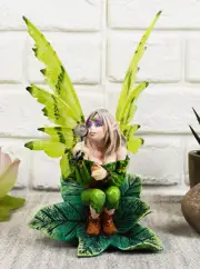 Ebros Mythical Goddess Green Earth Pixie Dust Fairy Blowing Bubble Statue