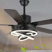52" Modern Black Chandelier Ceiling Fan with Light and Remote, Fandelier Ceil...