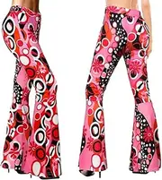 Costume Bay Women's Vintage 1970s Bell Bottom Pants, Retro Disco Flared Trousers, Hippie Pants, 70s Fancy Dress, Psychedelic Patterned Pants for Festivals and Parties (AU)