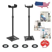 All-in-One Glossy Black Speaker Stands for Surround Sound - Quick Installation